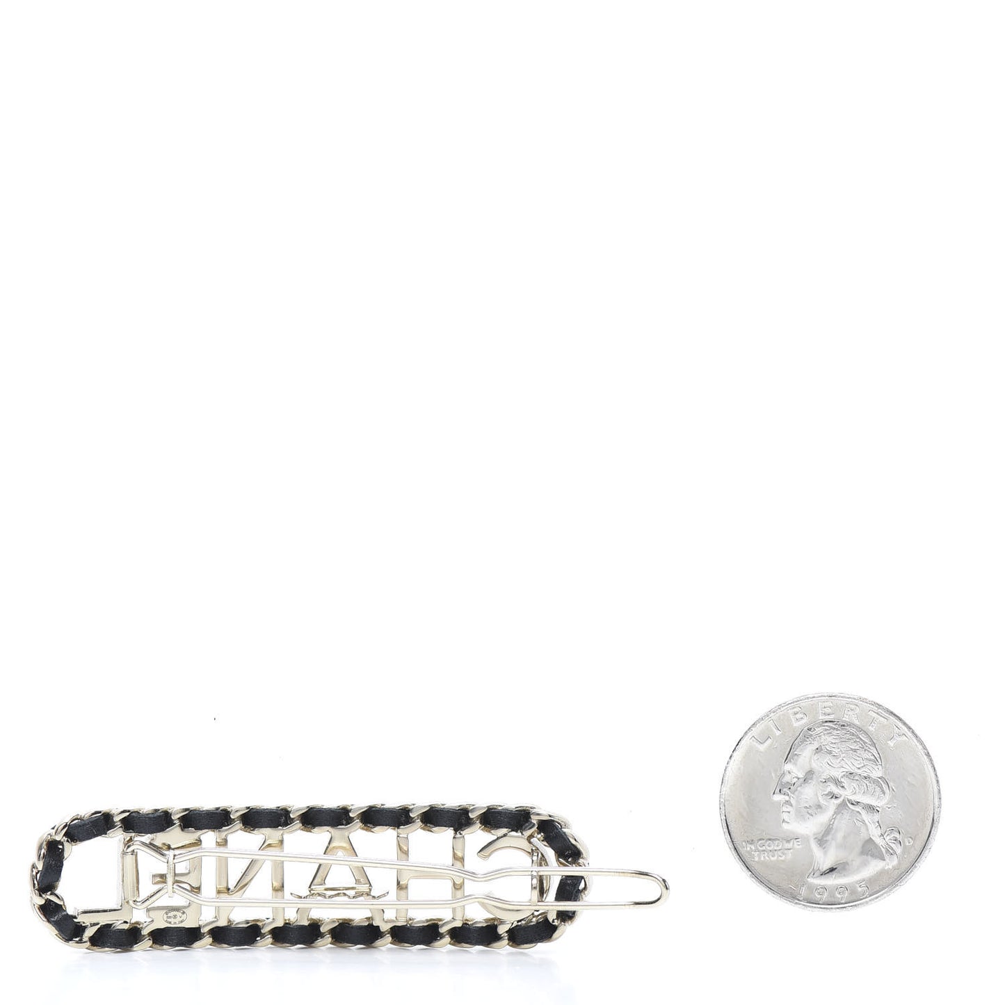 Metal Lambskin Vintage Allure Logo Hair Clip Black Gold