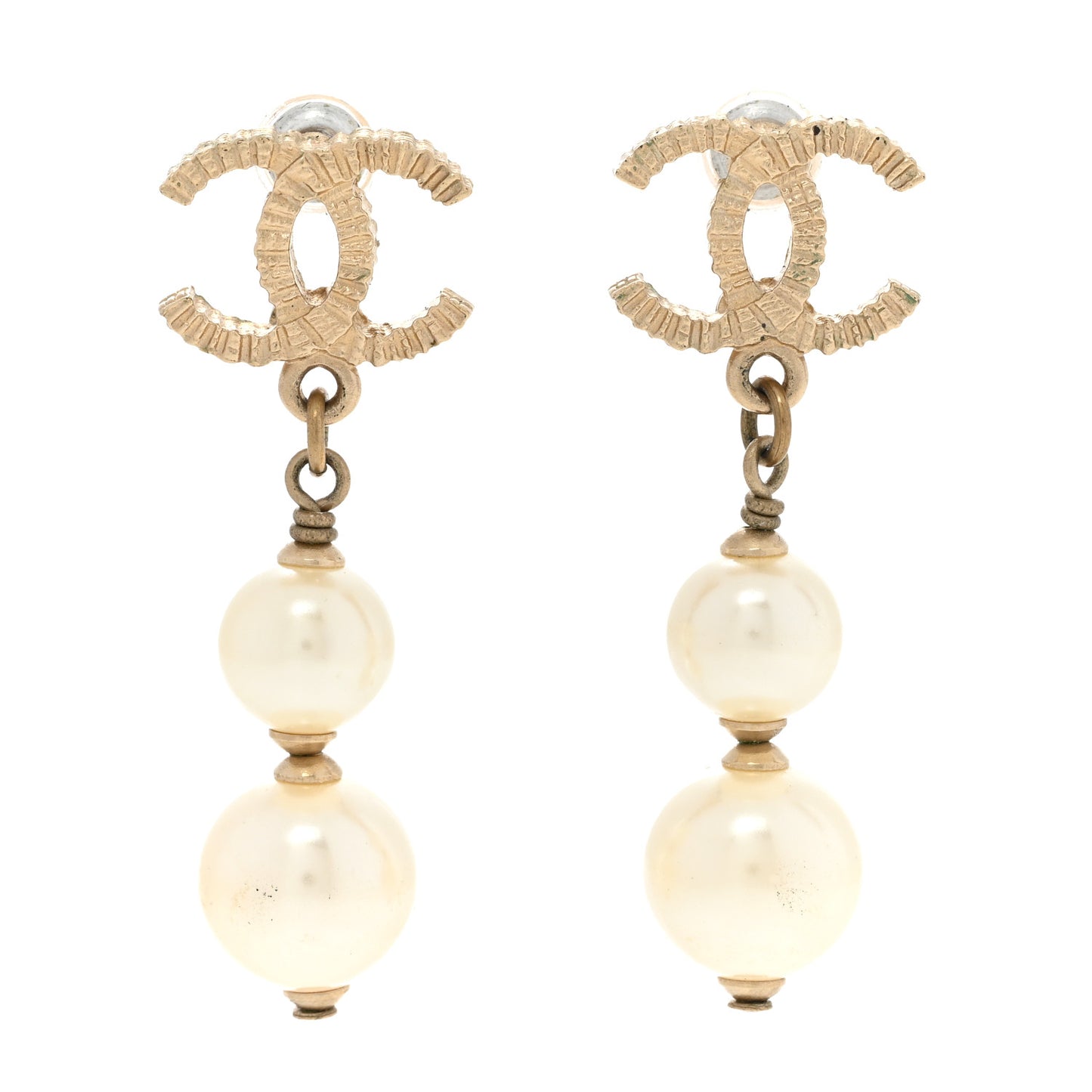 Pearl CC Drop Earring Gold