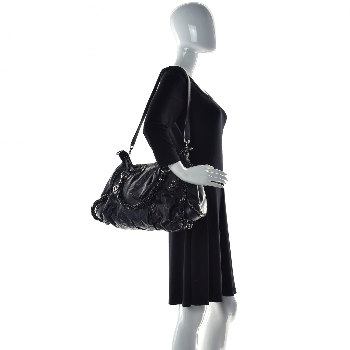 Calfskin Medium Galaxy Satchel Black