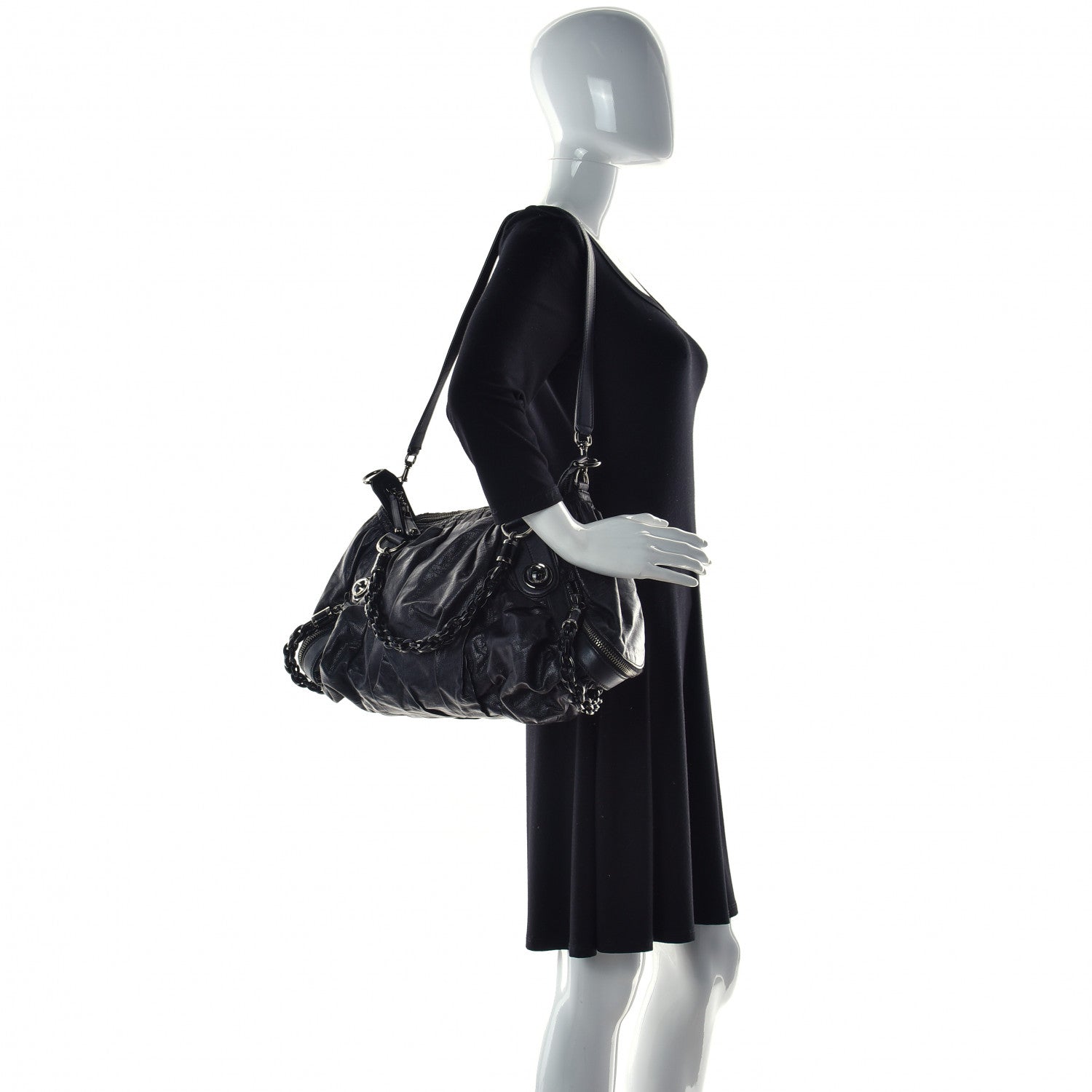 Gucci Calfskin Medium Galaxy Satchel Black 3 of 15