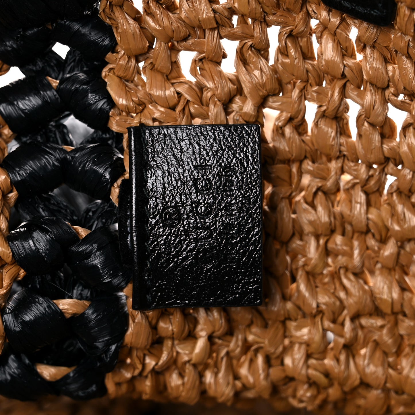 Raffia Effect Medium GG Marmont Shoulder Tote Bag Natural Black