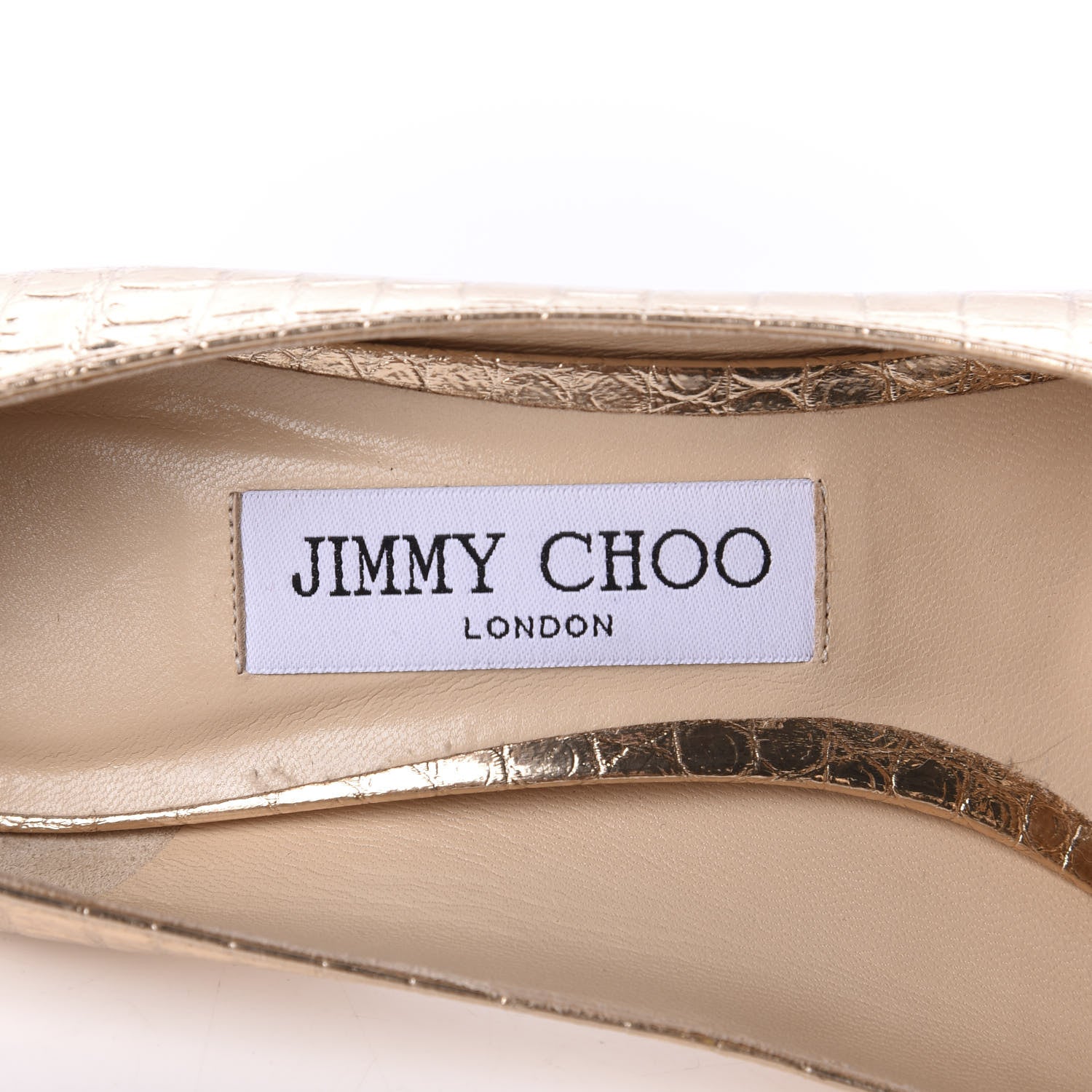 Jimmy Choo Metallic Crocodile Embossed Calfskin Love 85 Pump 37.5 Gold 7 of 8