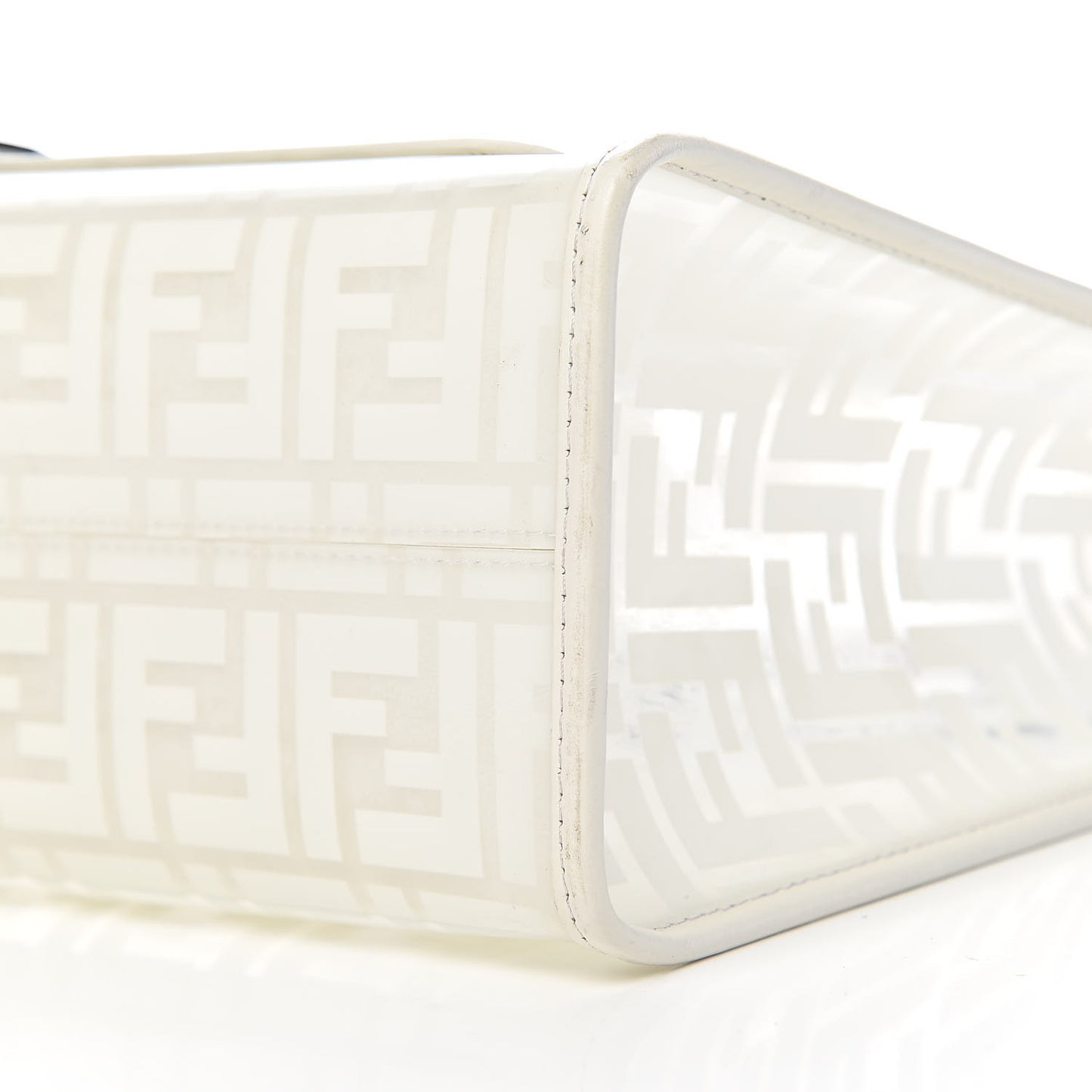 TPU FF Vitello Century Plexiglass Small Runaway Shopper Tote White