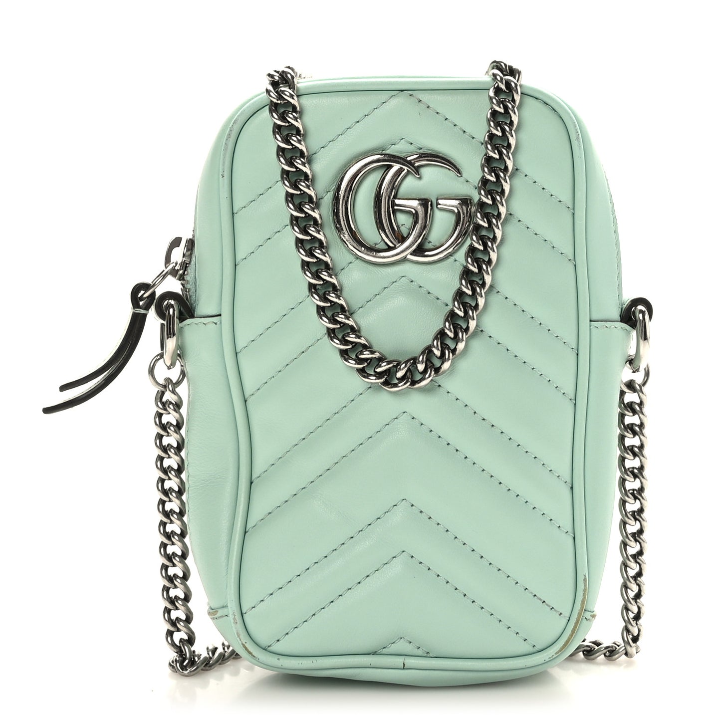 Calfskin Matelasse Mini GG Marmont Crossbody Bag Water Green