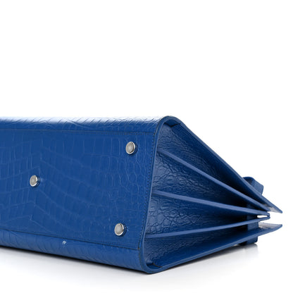 Saint Laurent Calfskin Crocodile Embossed Small Sac de Jour Royal Blue 11 of 17