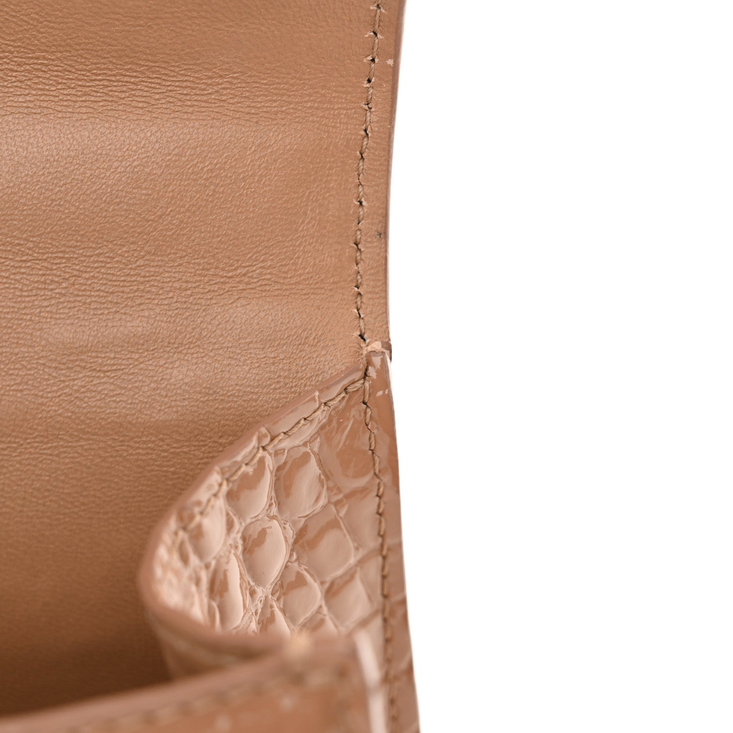 Balenciaga Shiny Calfskin Monochrome Crocodile Embossed Hourglass Top Handle Bag XS Nude Beige 13 of 15