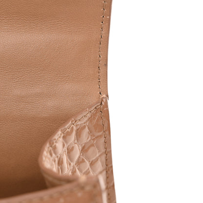 Balenciaga Shiny Calfskin Monochrome Crocodile Embossed Hourglass Top Handle Bag XS Nude Beige 13 of 15
