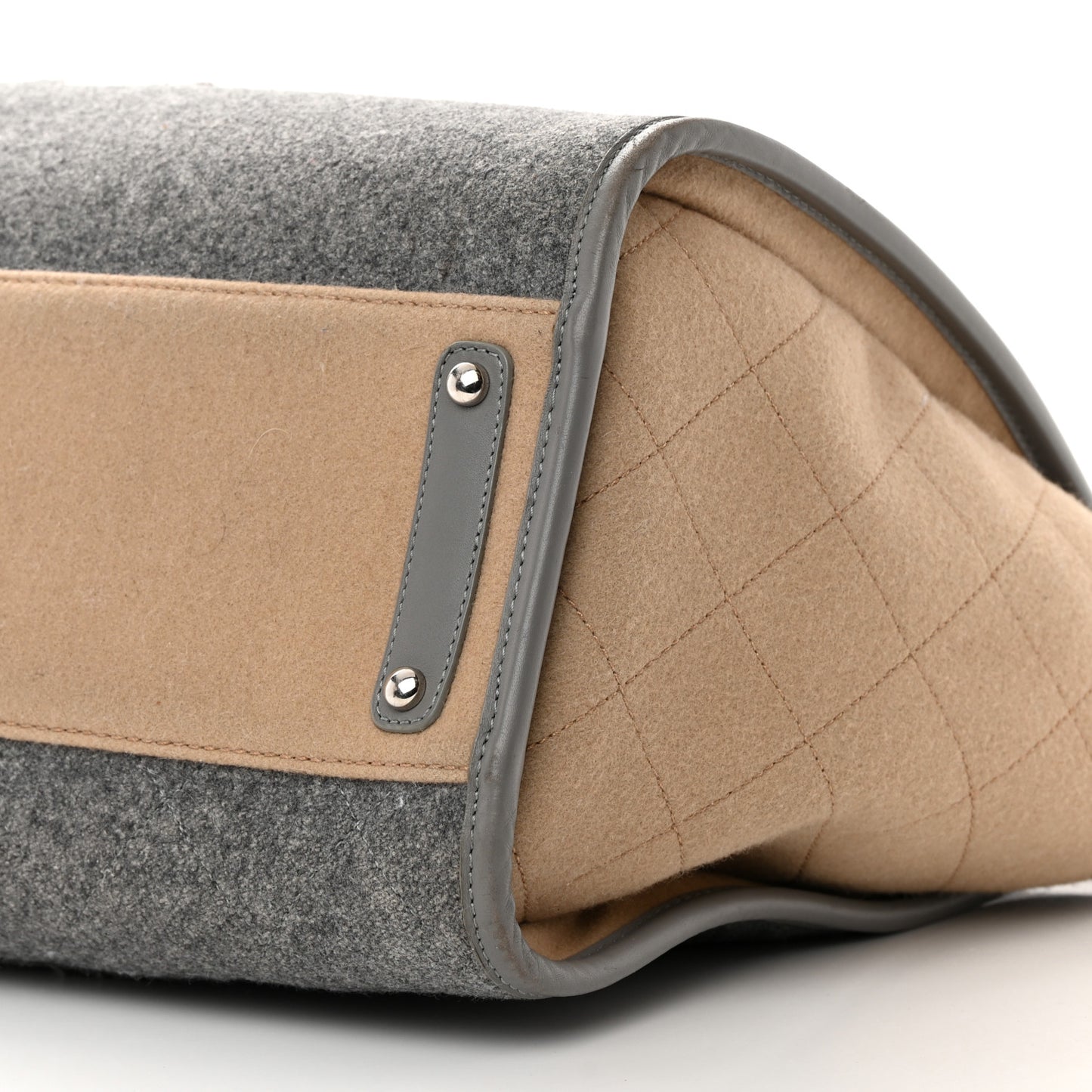 Wool Felt Calfskin Large Deauville Tote Grey Beige
