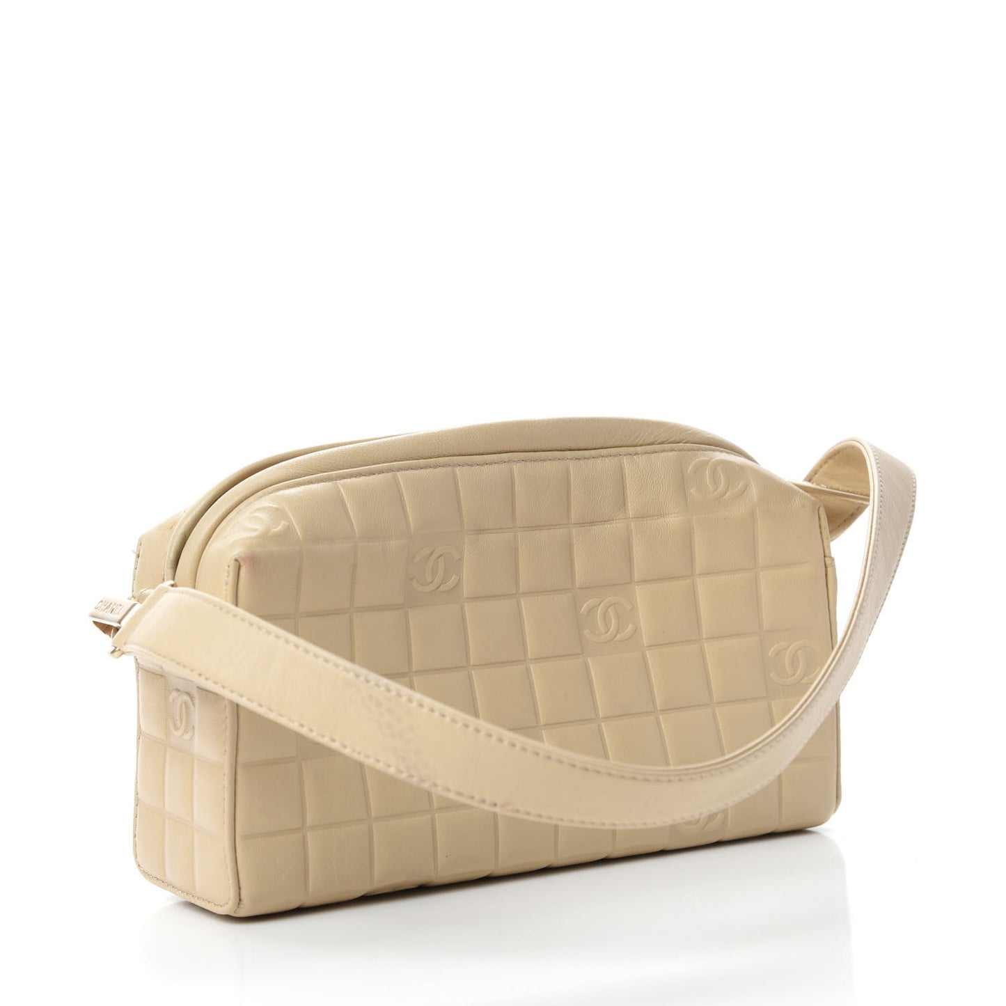 Lambskin Quilted CC Chocolate Bar Shoulder Bag Beige
