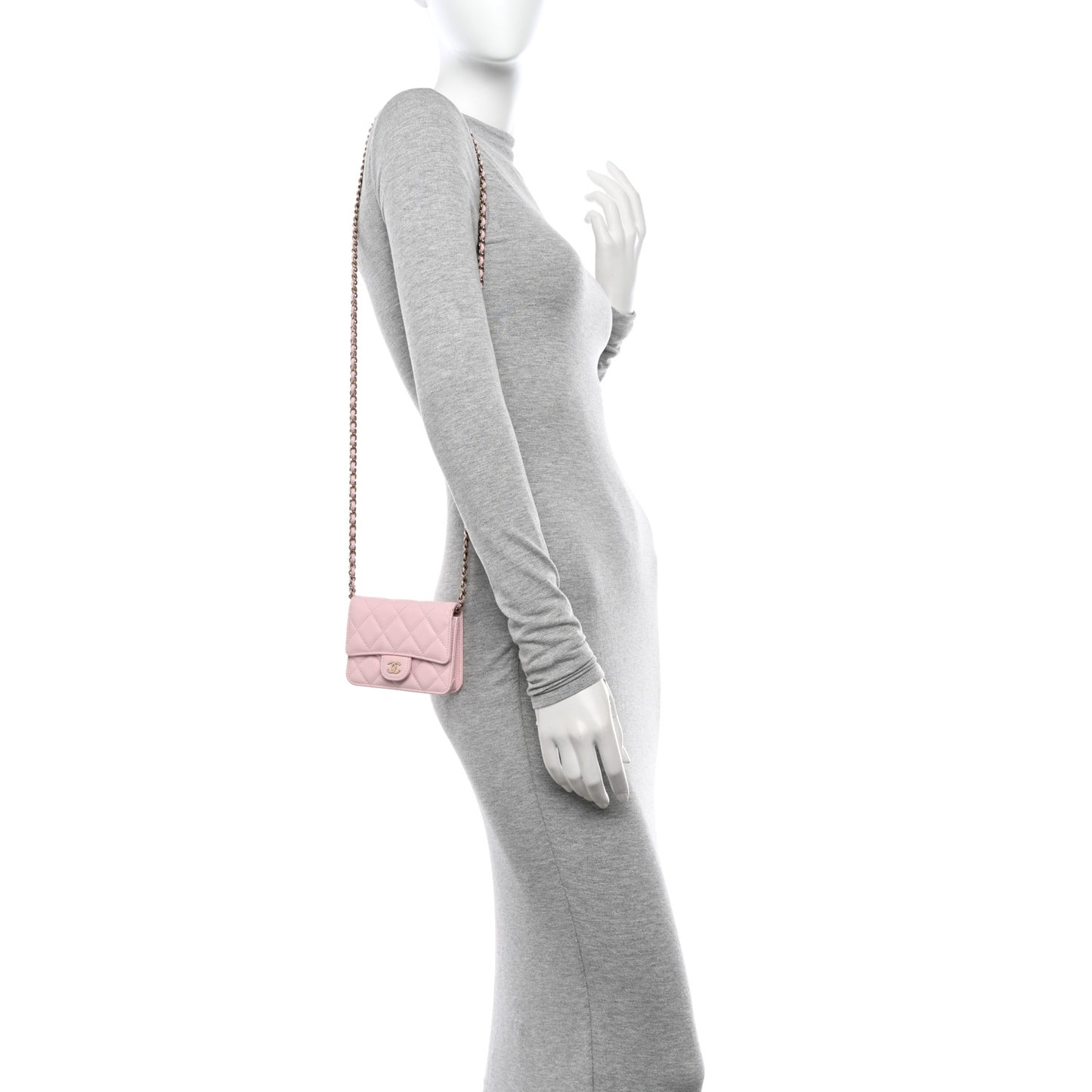 Caviar Quilted Mini Chain Bag Pink