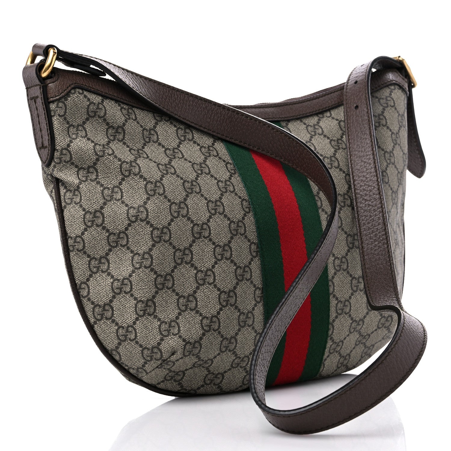 Gucci GG Supreme Monogram Web Small Ophidia Half Moon Hobo Brown 3 of 11
