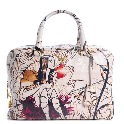 Prada X JAMES JEAN Cervo Lux Fairy Print Large Double Handle Boston Bag Prugna 1 of 12