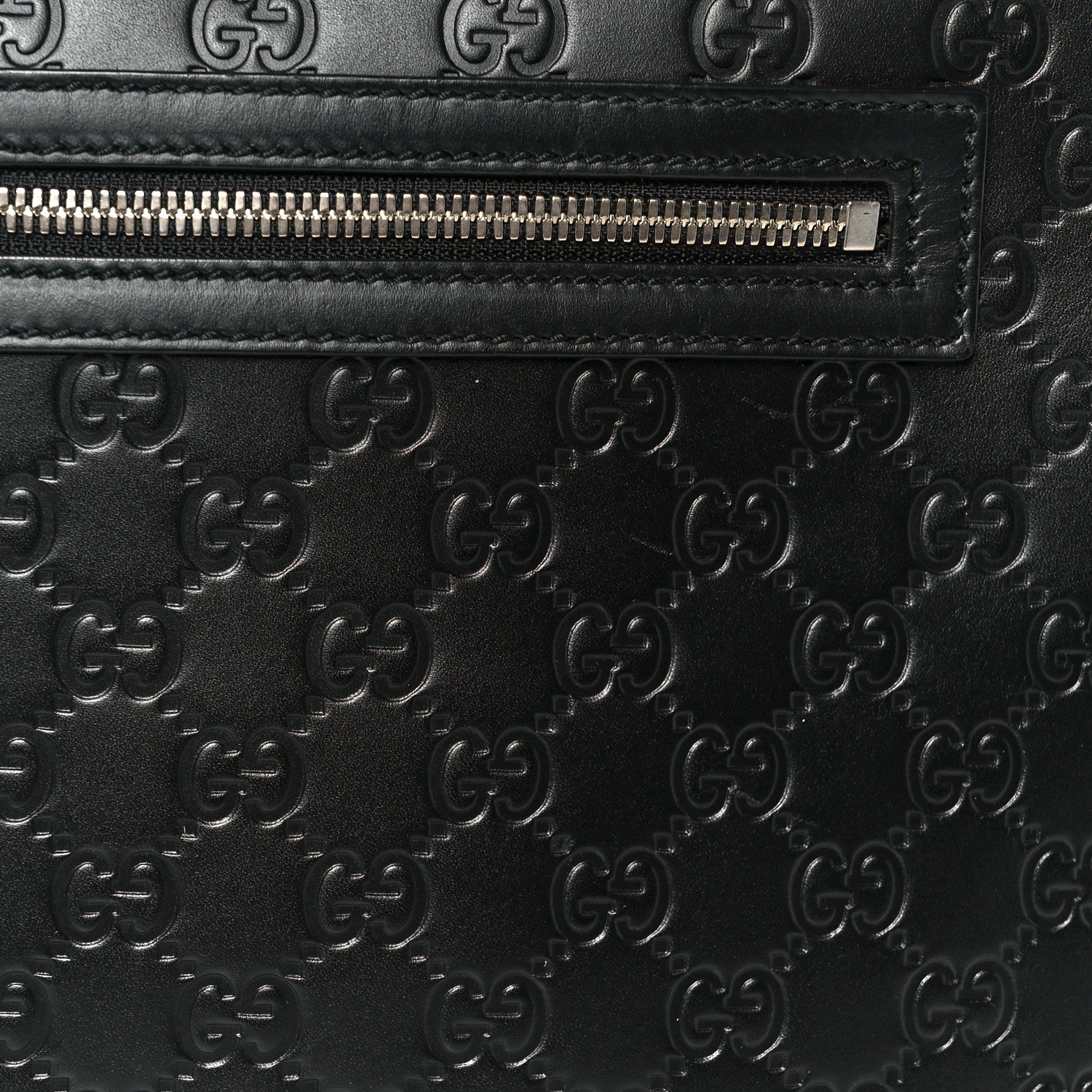 Gucci Guccissima Signature Medium Flat Messenger Bag Black 10 of 12