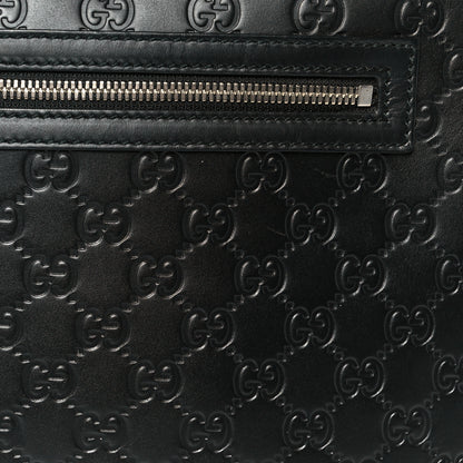 Gucci Guccissima Signature Medium Flat Messenger Bag Black 10 of 12