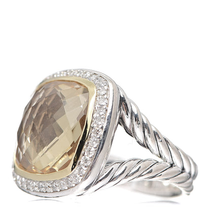 David Yurman Sterling Silver 18K Yellow Gold Diamond Champagne Citrine 14mm Albion Ring 52 6 3 of 5