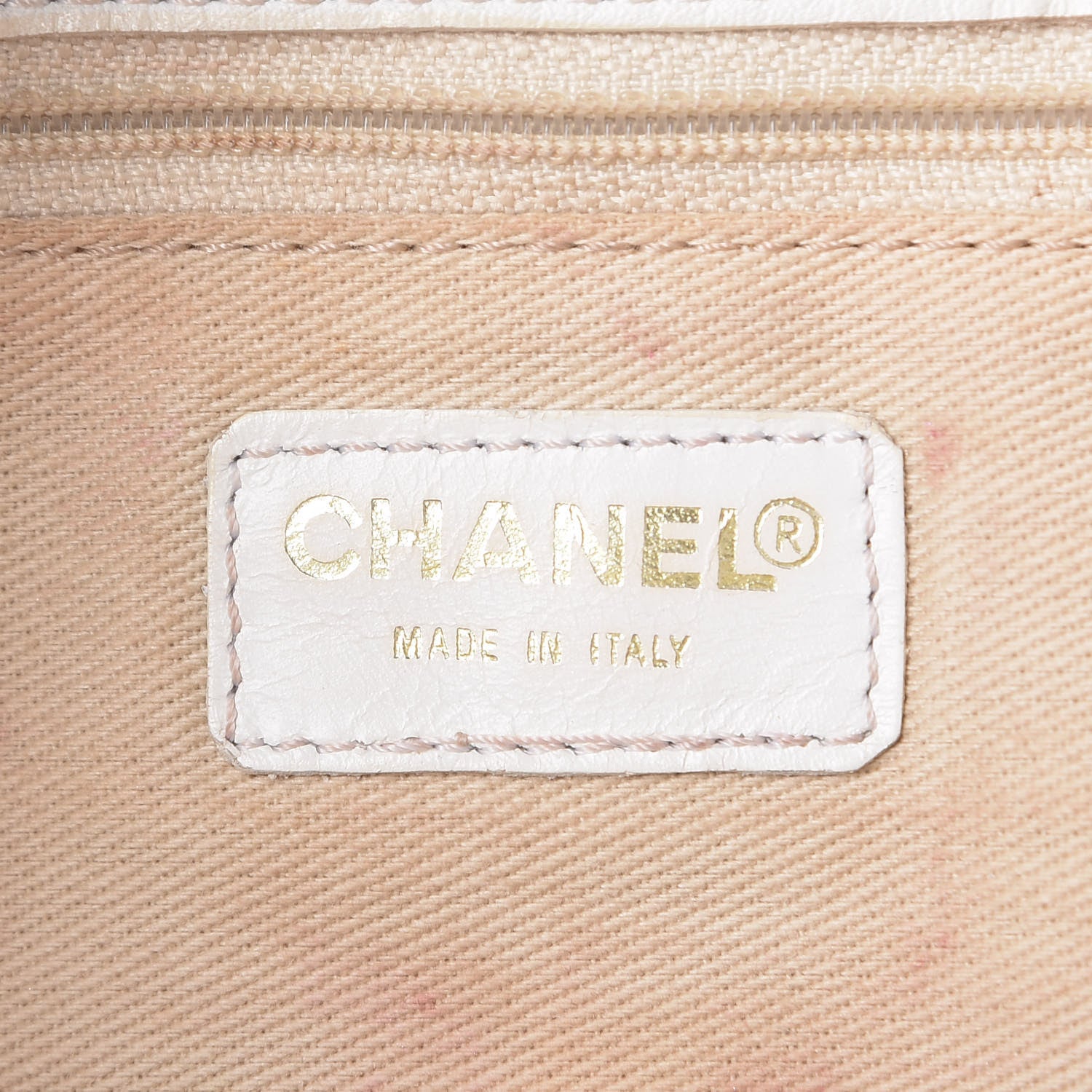 Chanel Lambskin Canvas CC Olsen Chain Small Shoulder Bag White Brown 6 of 15