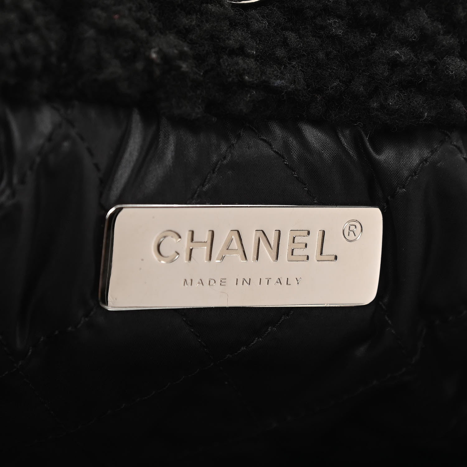 Chanel Shearling Sheepskin Large Coco Neige Tote Black 6 of 10
