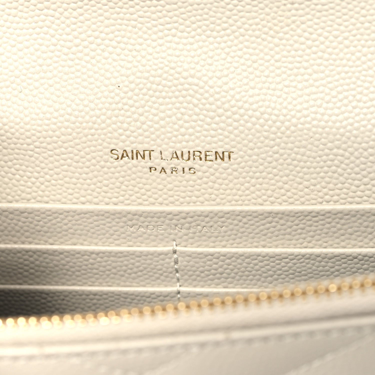 Saint Laurent Grain De Poudre Matelasse Chevron Monogram Envelope Chain Wallet Crema Soft 6 of 12