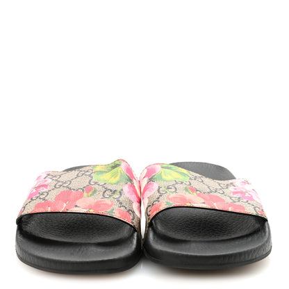 Gucci GG Supreme Monogram Blooms Slide Sandals 36 Beige Multicolor 3 of 9