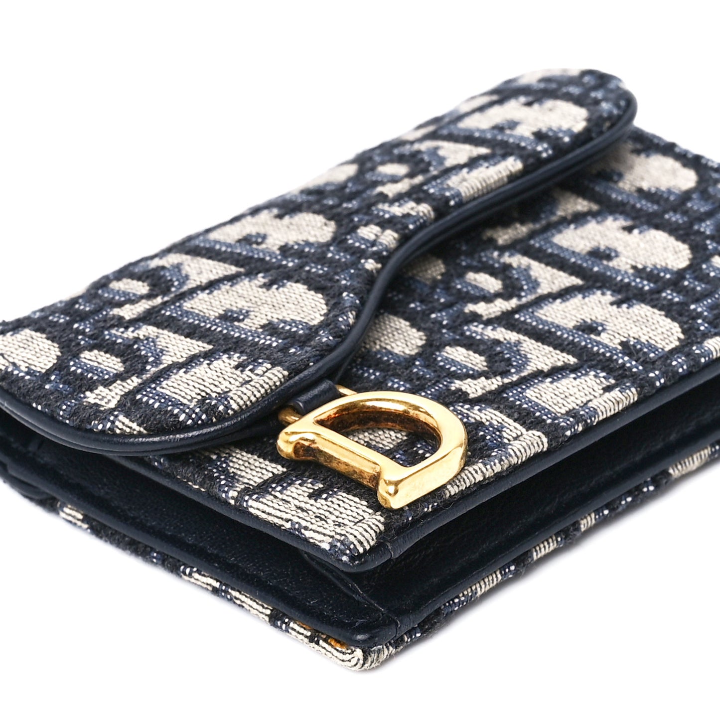 Oblique Saddle Card Holder Blue