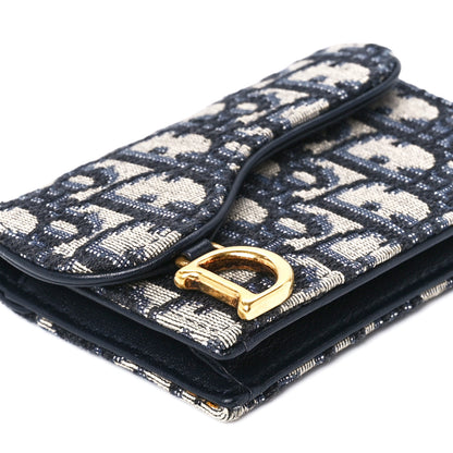 Christian Dior Oblique Saddle Card Holder Blue 10 of 13
