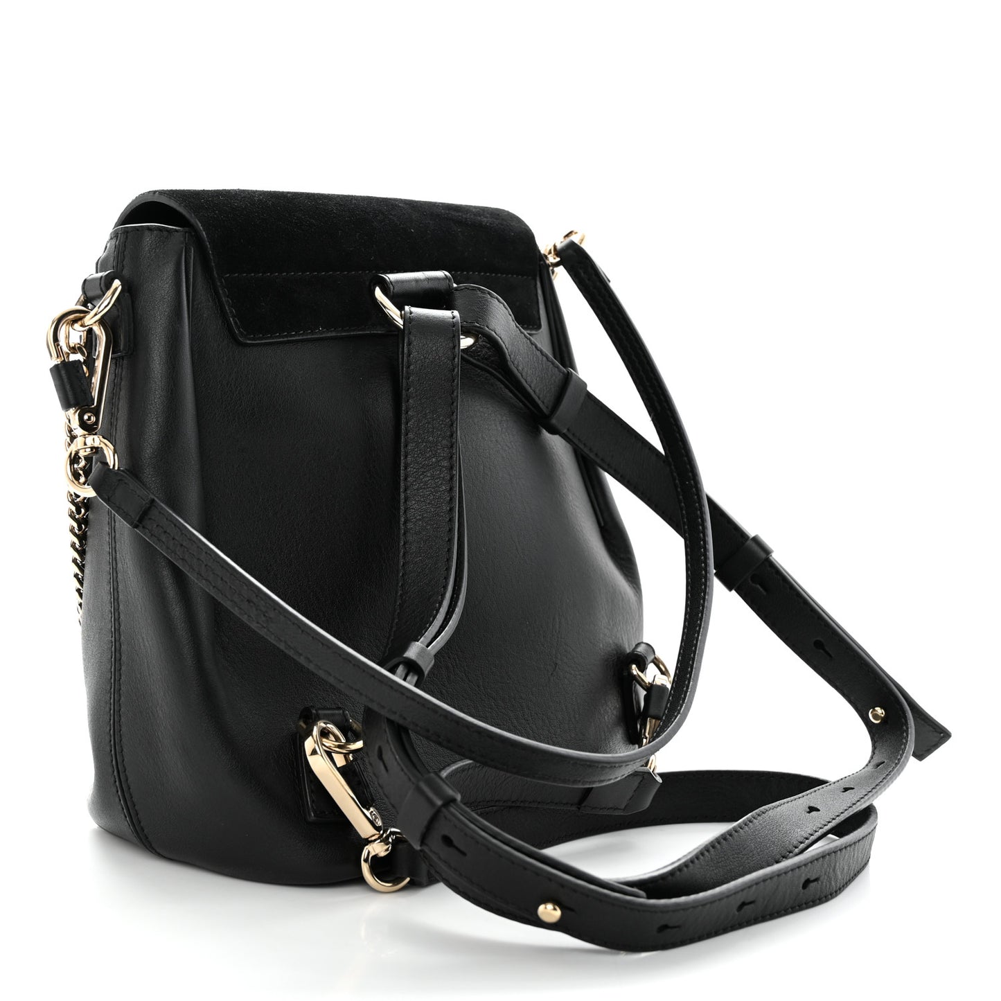 Suede Calfskin Small Faye Backpack Black