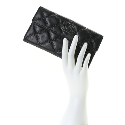 Chanel Calfskin Double Stitch Hamptons Flap Wallet Black 2 of 9