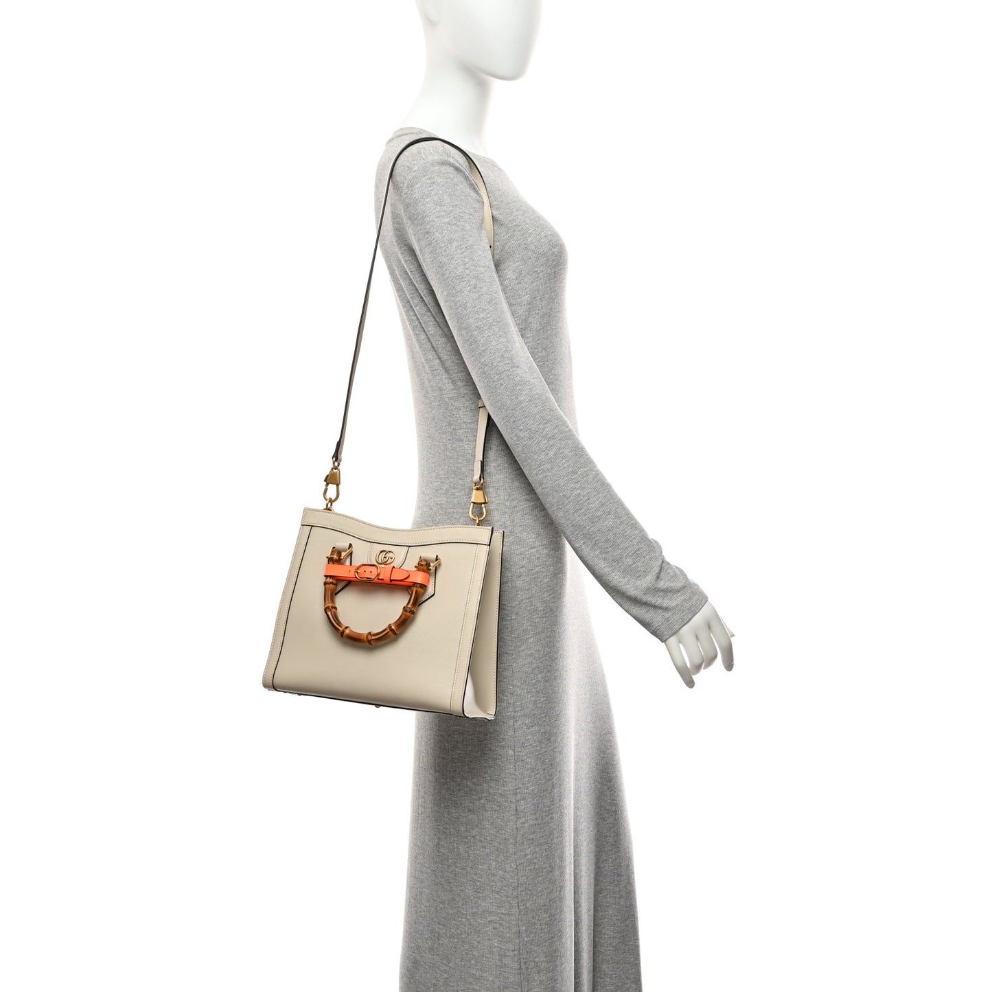 Wonka Grain Calfskin Small Diana Tote Bag Mystic White Cuir