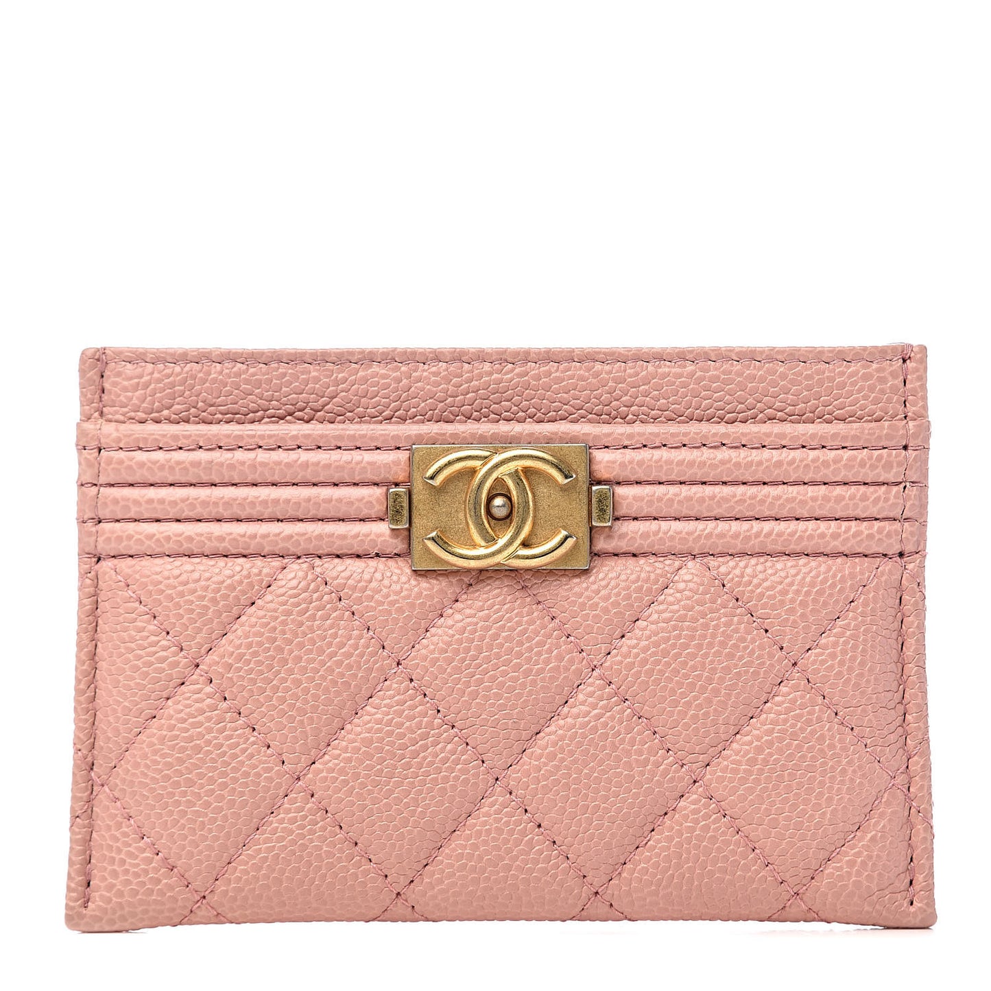 Caviar Quilted Boy Card Holder Light Pink