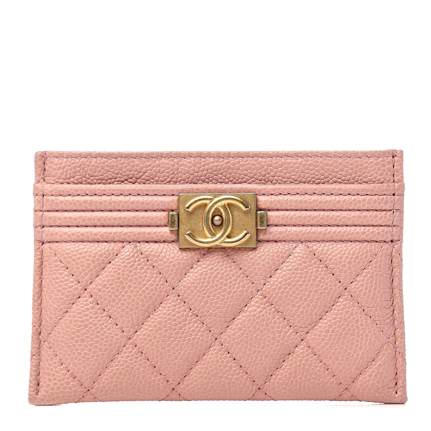 Chanel Caviar Quilted Boy Card Holder Light Pink 1 of 9