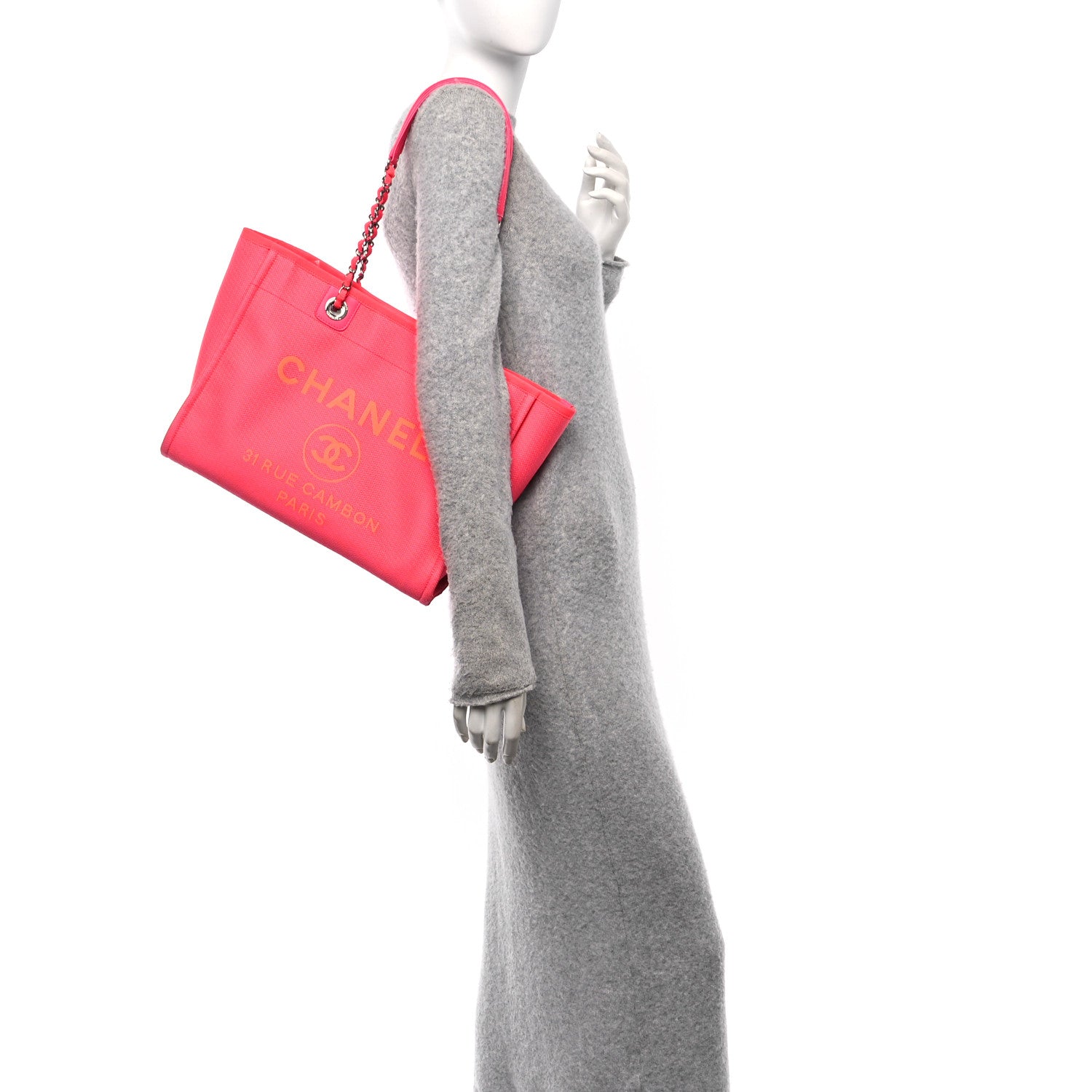 Chanel Mixed Fibers Small Deauville Tote Pink Orange 2 of 13