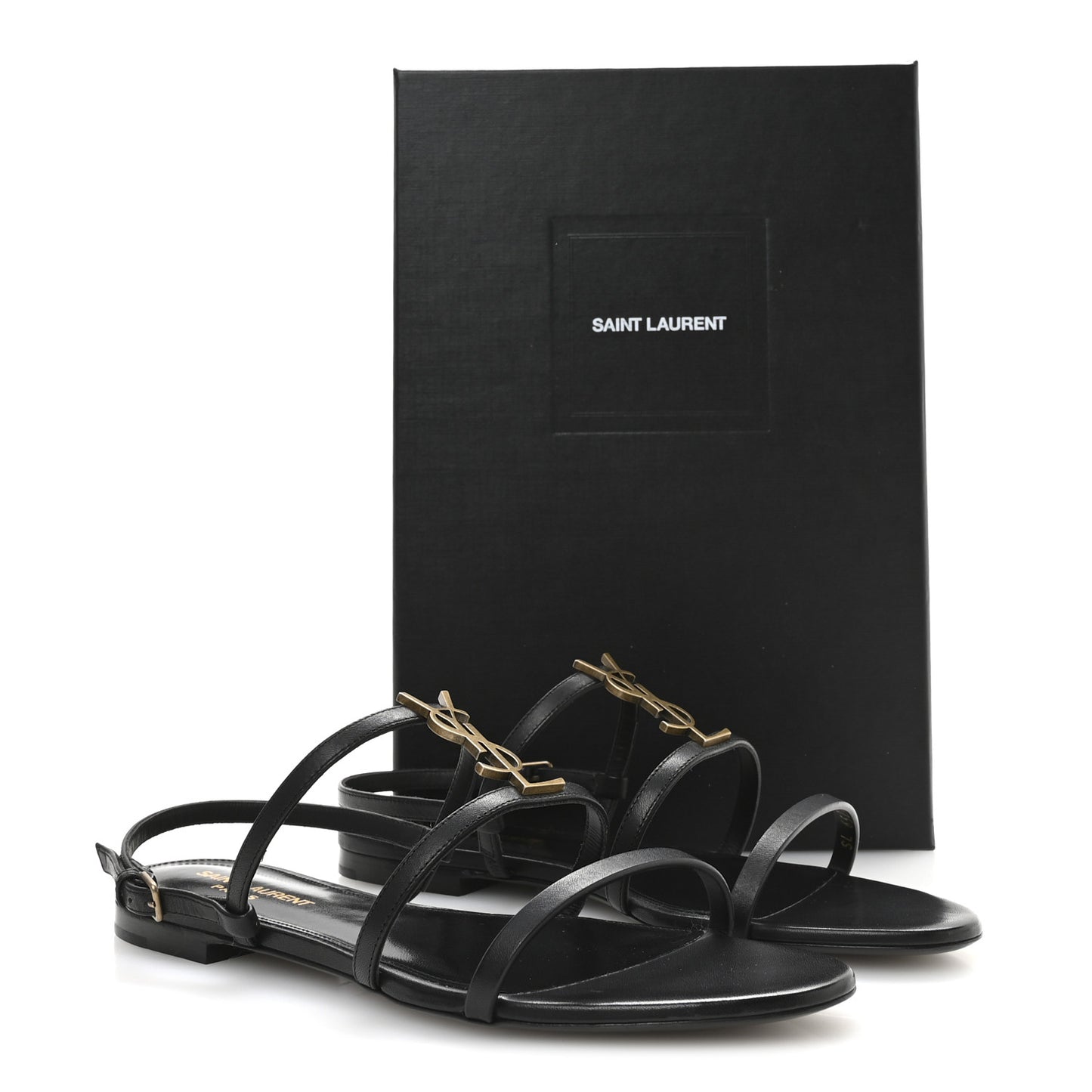 Calfskin Cassandra Monogram Sandals 39 Black