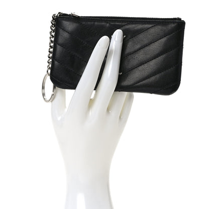 Saint Laurent Calfskin Matelasse Monogram Key Pouch Black 2 of 8