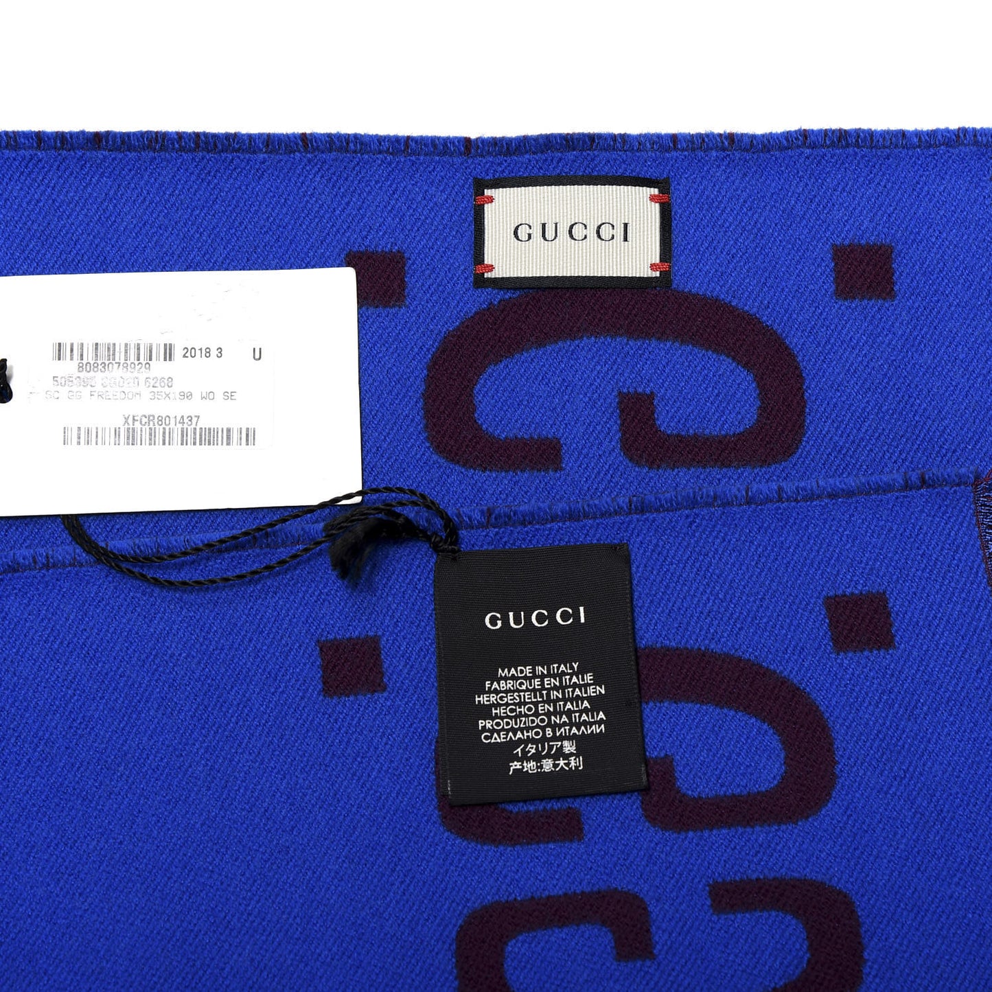Wool Silk Monogram Jumbo GG Freedom Scarf Lacquer Blue