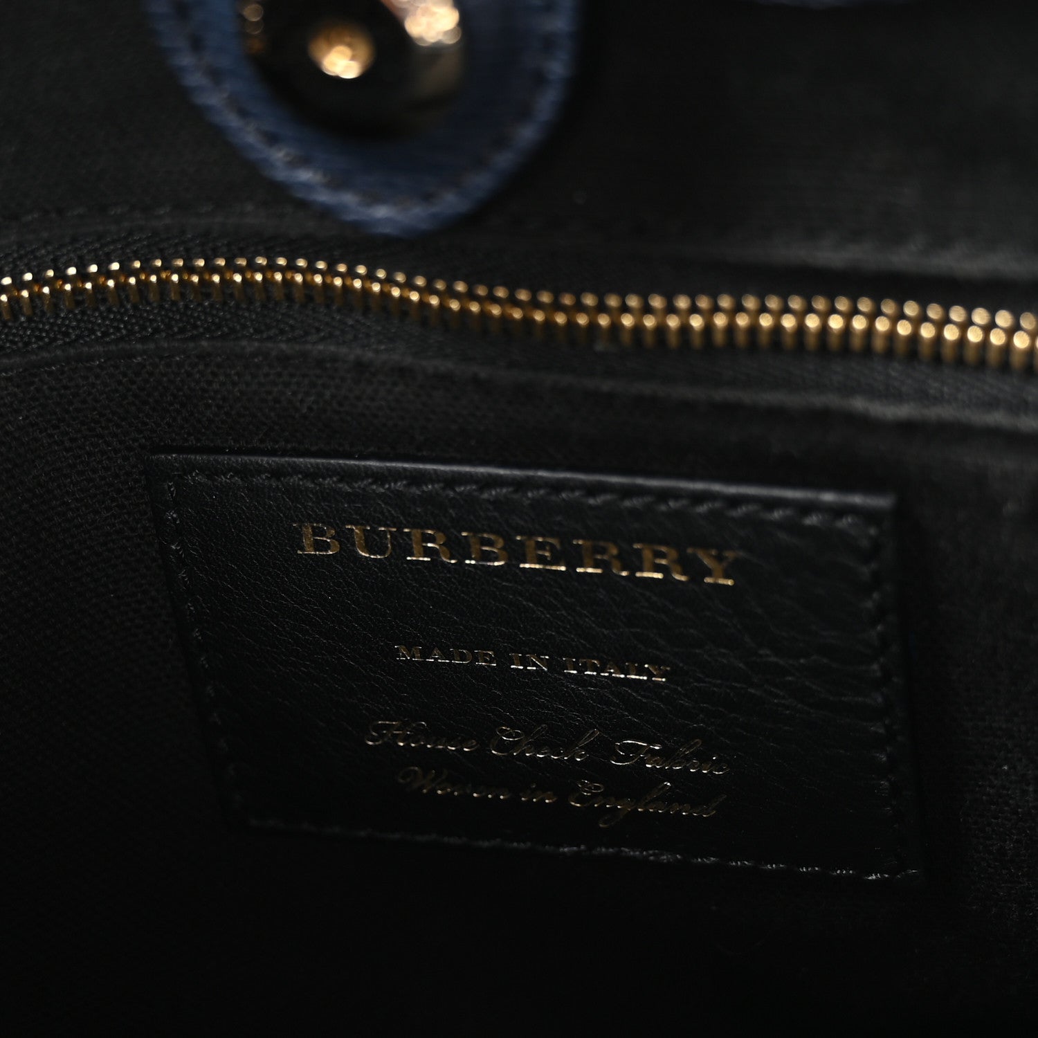 Burberry Grainy Calfskin House Check Small Banner Tote Ink Blue 6 of 10