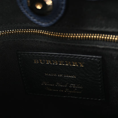 Burberry Grainy Calfskin House Check Small Banner Tote Ink Blue 6 of 10