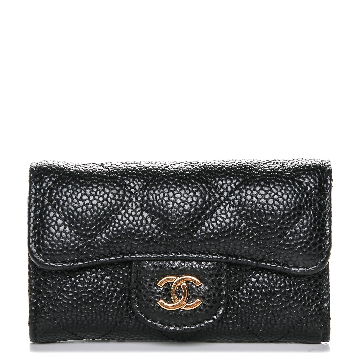 Caviar Quilted 6 Key Holder Black