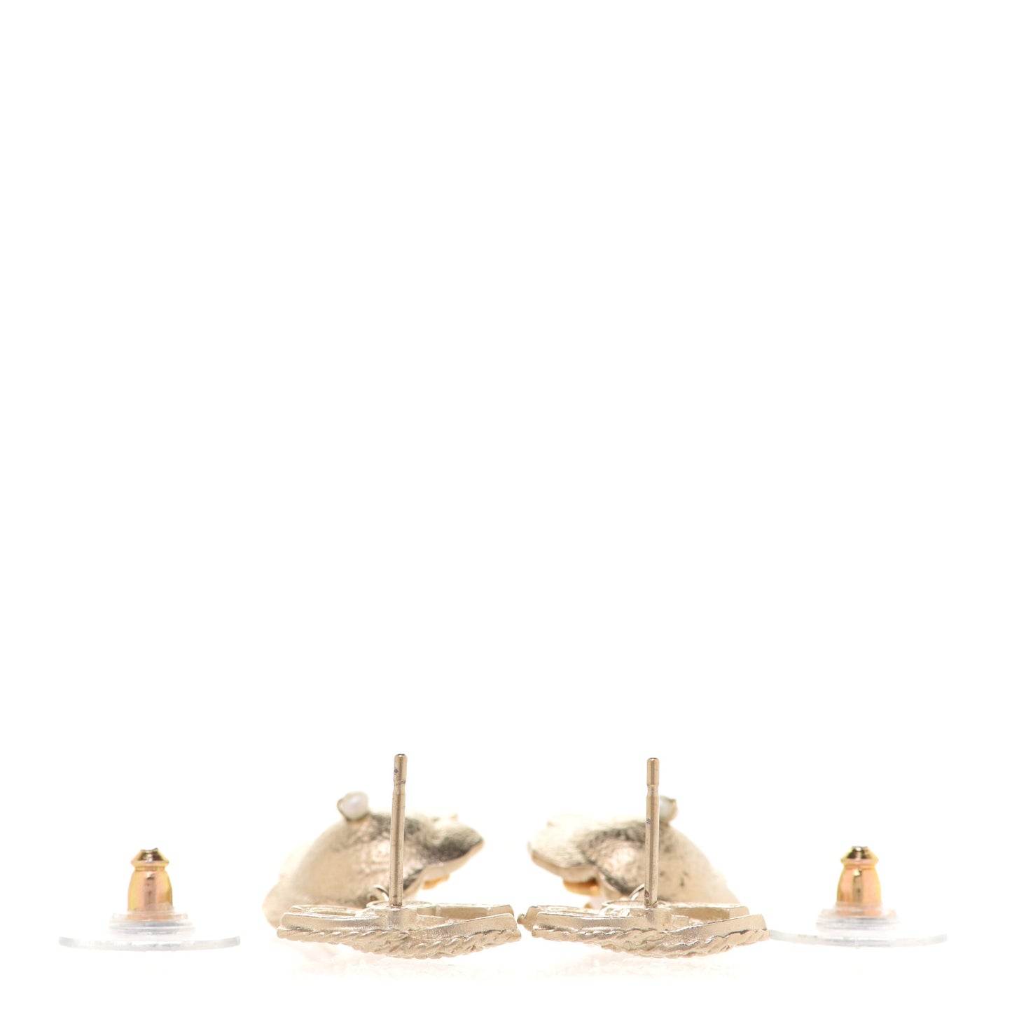 Pearl CC Flower Drop Earrings Gold