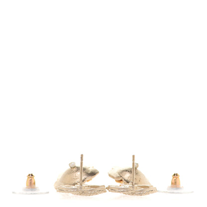 Chanel Pearl CC Flower Drop Earrings Gold 3 of 5