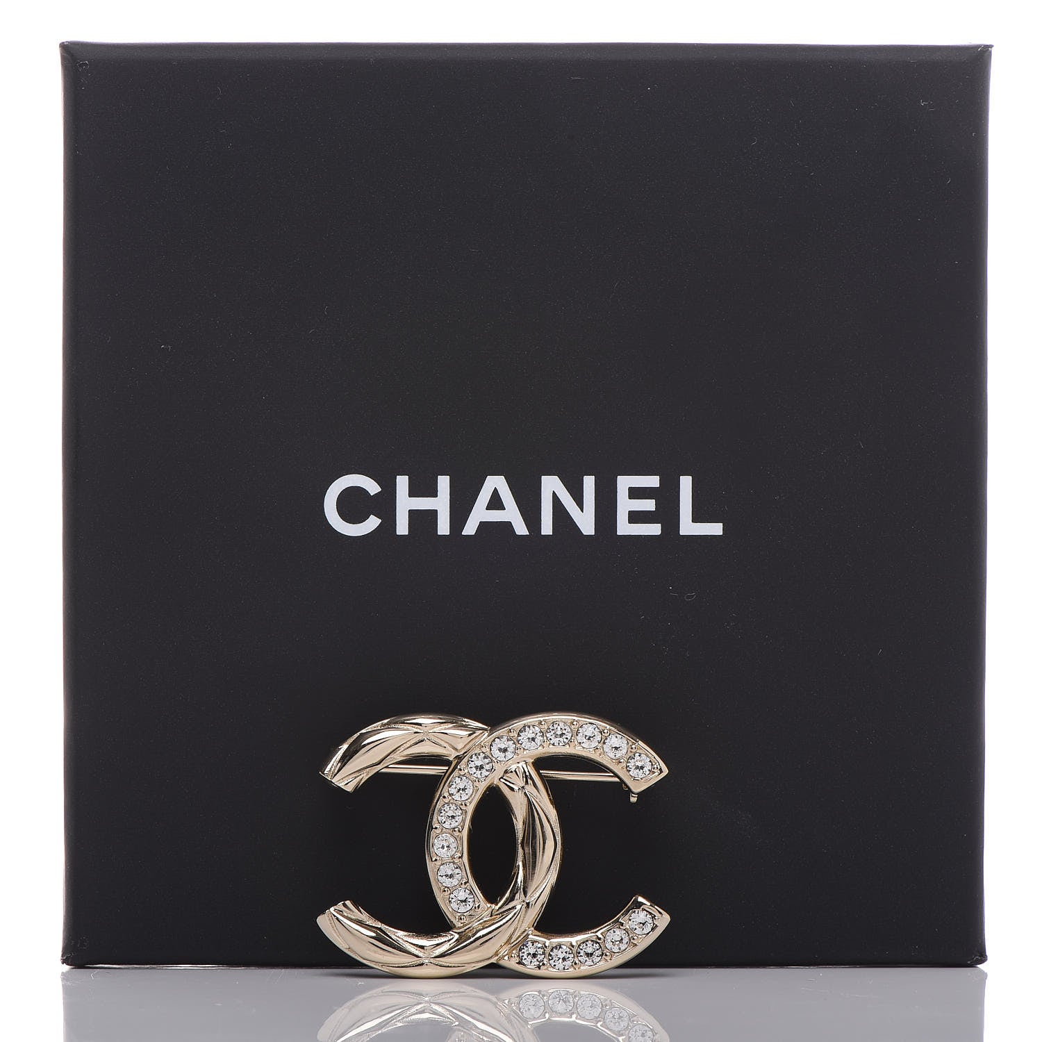 Chanel Crystal CC Brooch Light Gold 5 of 5