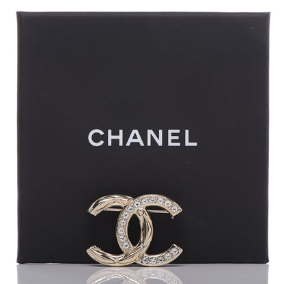 Chanel Crystal CC Brooch Light Gold 5 of 5