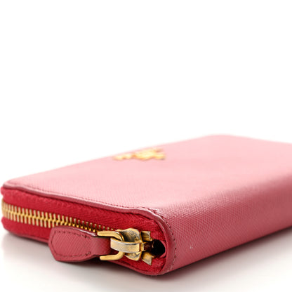 Prada Saffiano Metal Zip Around Wallet Fuoco 9 of 12