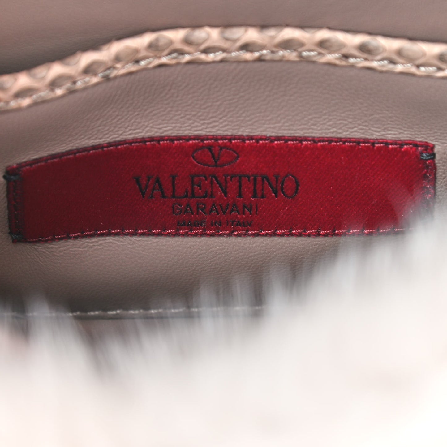 Mink Fur Snakesin Small Glam Lock Rockstud Flap Pink