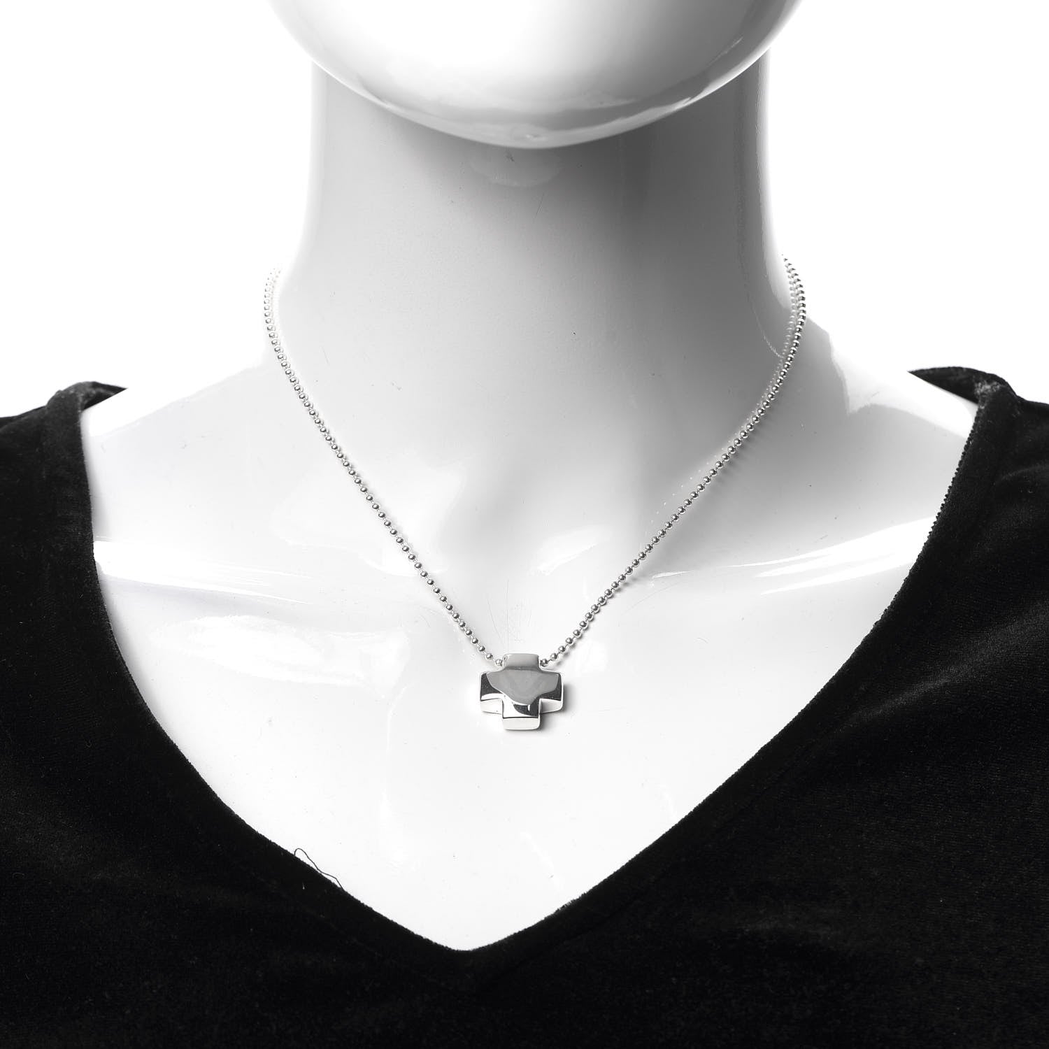 Tiffany Sterling Silver Square Cross Pendant Necklace 2 of 5