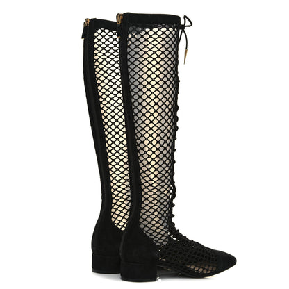 Christian Dior Suede Resille Naughtily-D 30mm Tall Boots 35 Black 4 of 9