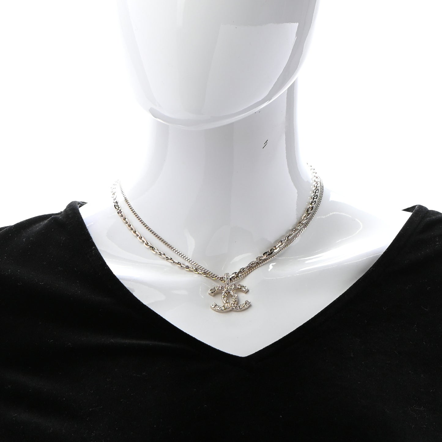 Crystal CC Multi Strand Chain Necklace Gold