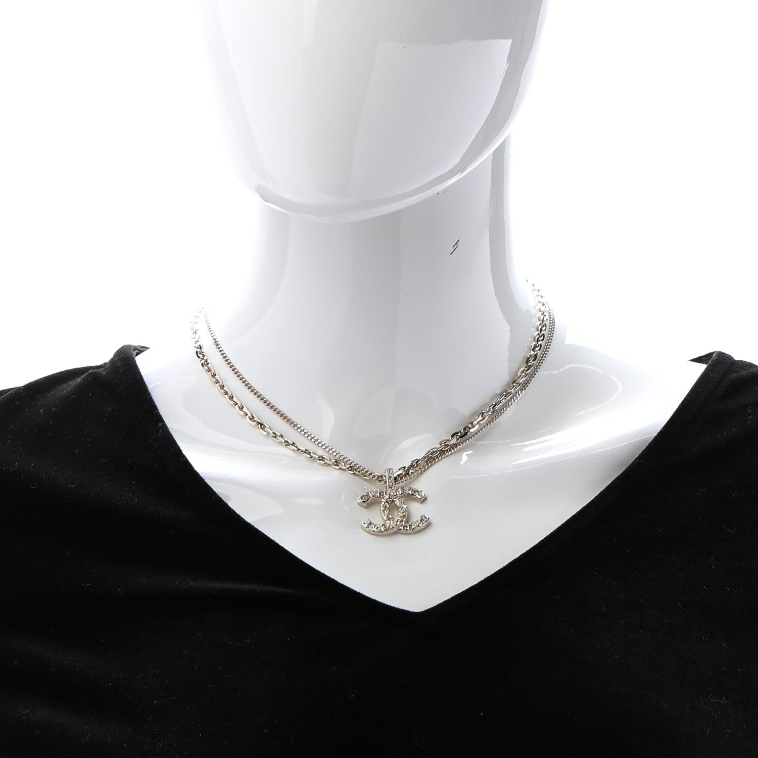 Chanel Crystal CC Multi Strand Chain Necklace Gold 2 of 5