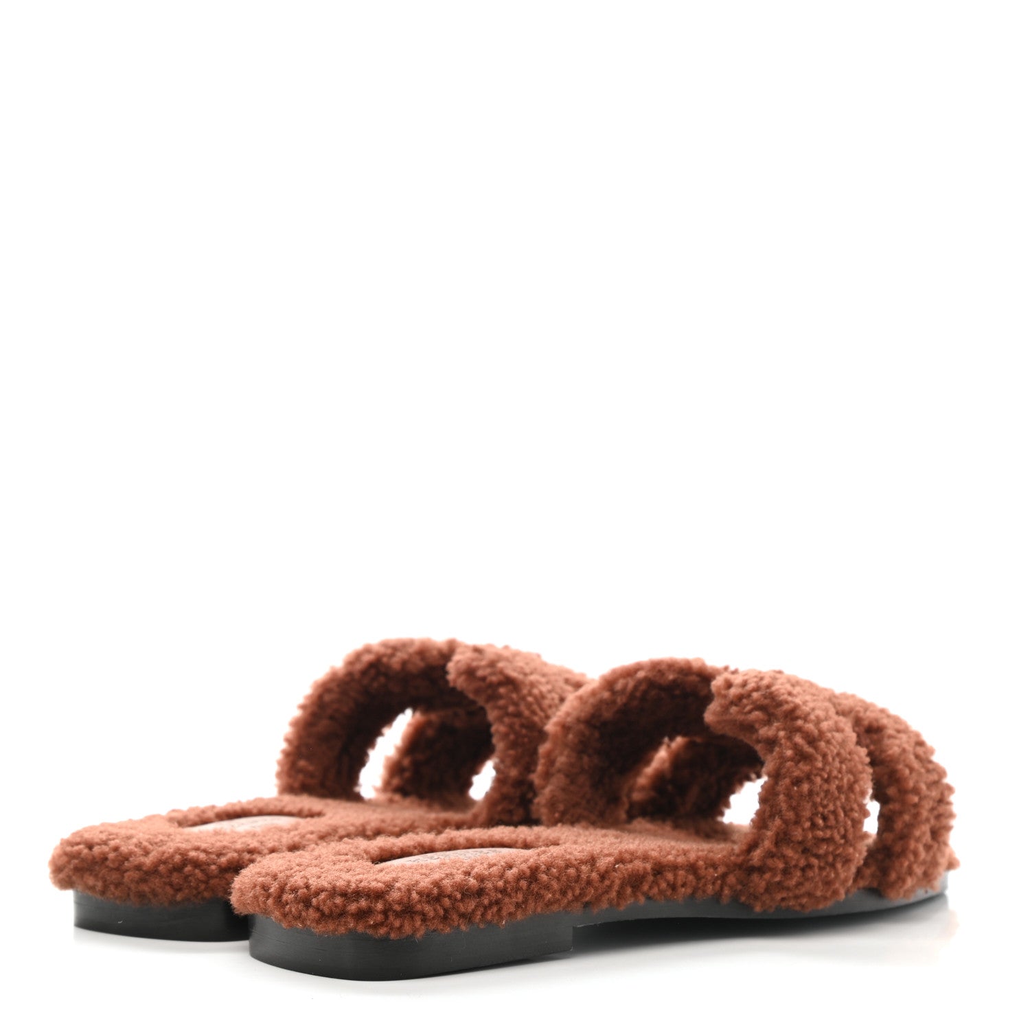 Hermes Woolskin Oran Sandals 38.5 Cognac 4 of 9