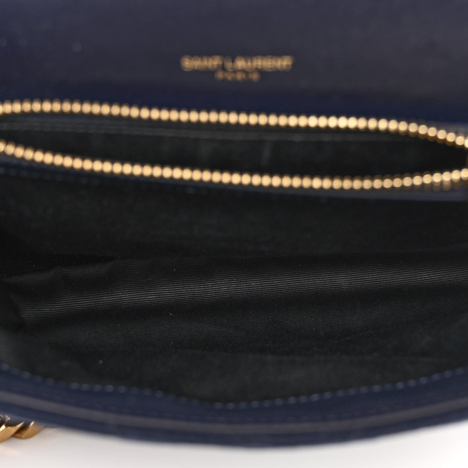Saint Laurent Smooth Calfskin Cotton Canvas Matelasse Chevron Monogram Medium College Bag Deeply Blue 5 of 9