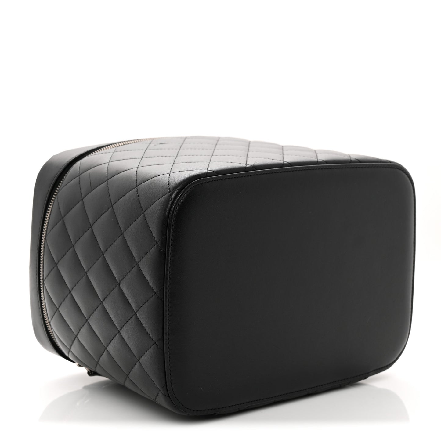 Lambskin Quilted Large Vanity Pouch Black